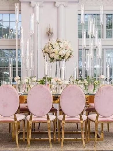 Velvet Chiavari Chair with Padded Oval Back - Pink - Image 2