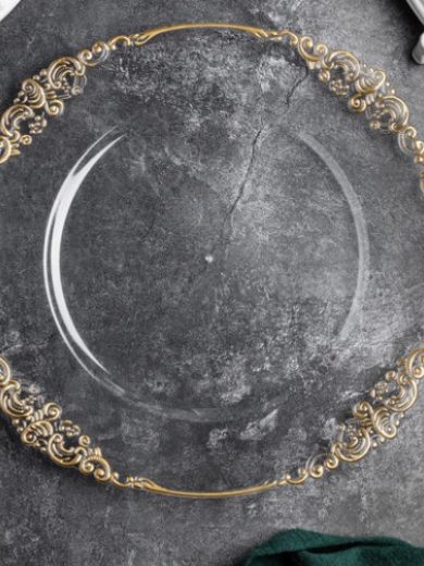 Vintage Gold Rimmed Charger Plates - Acrylic