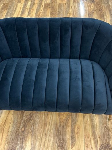 Aliona Tufted Velvet Loveseat - Black - Image 3